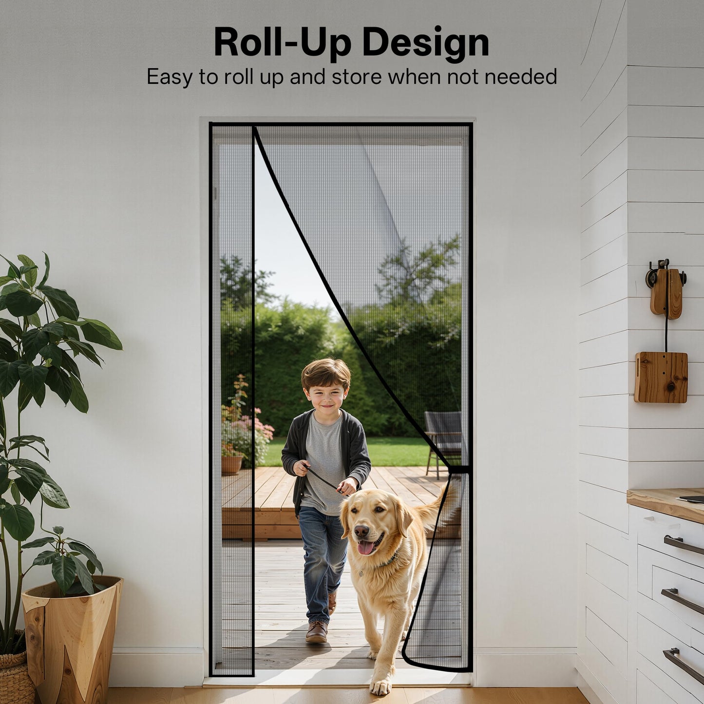 Sunolga Magnetic Screen Door Fits Door Size 34 x 82 Inch, Actual Screen Size 36 x 83 Inch, Reversible Left Right Side Opening, Sturdy Polyester Mesh Curtain Hands Free for Patio, Sliding Door, Black