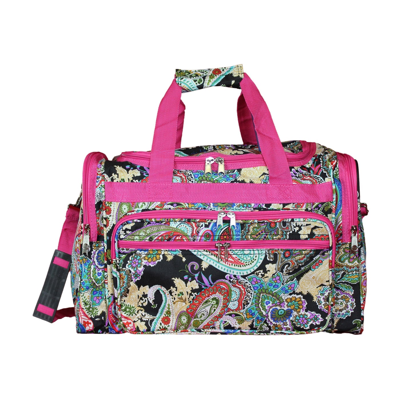 World Traveler 16-inch Shoulder Carry-on Duffel Bag - Pink Trim Multi Paisley