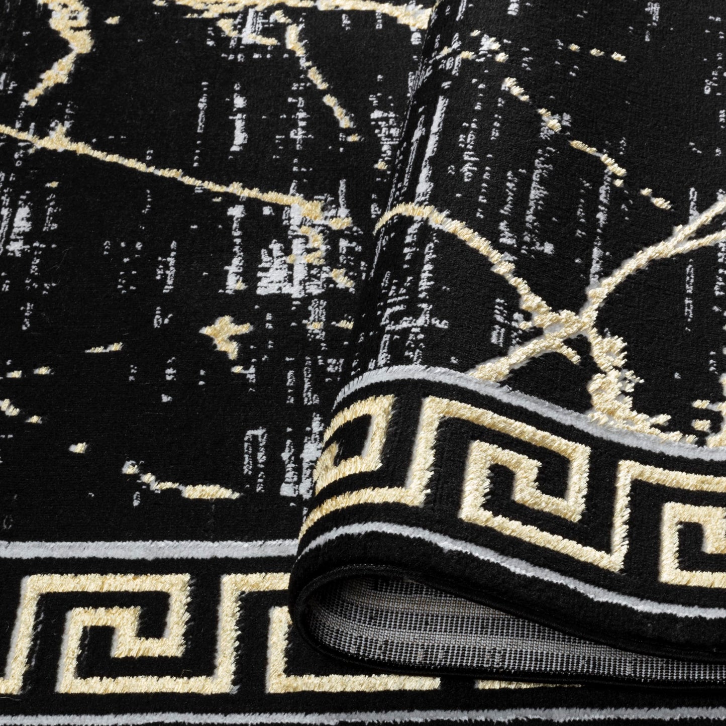 GLORY RUGS Area Rugs Marble 5X7 Black Gold Carpet Modern Abstract Rug Living Room Dining Bedroom Rug