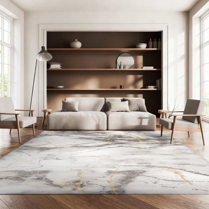 SAFAVIEH Area Rug 8x10 - Craft Collection - Large - Grey & Gold, Modern Abstract Design, Non-Shedding & Easy Cleaning, Ideal for Living Room, Bedroom, Office, Dining Space (CFT877F)