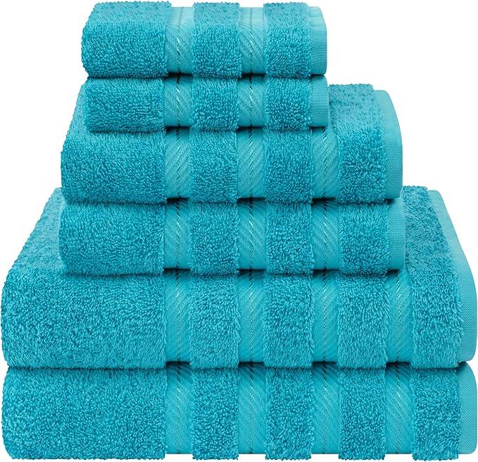 American Soft Linen Luxury 6 Piece Towel Set, 2 Bath Towels 2 Hand Towel 2