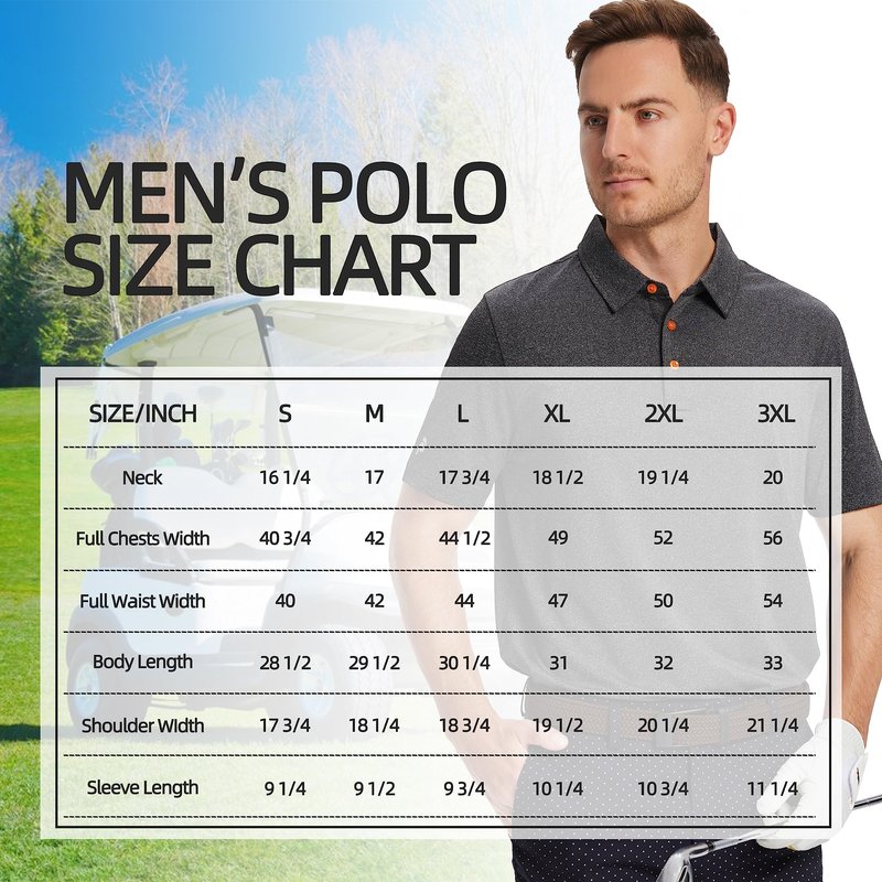 Golf Shirts for Men Dry Fit Performance Casual Collared Mens Golf Polo Shirts Moisture Wicking 4 Way Stretch Polo Shirts for Men Short Sleeve Polo Shirts, XXL Black