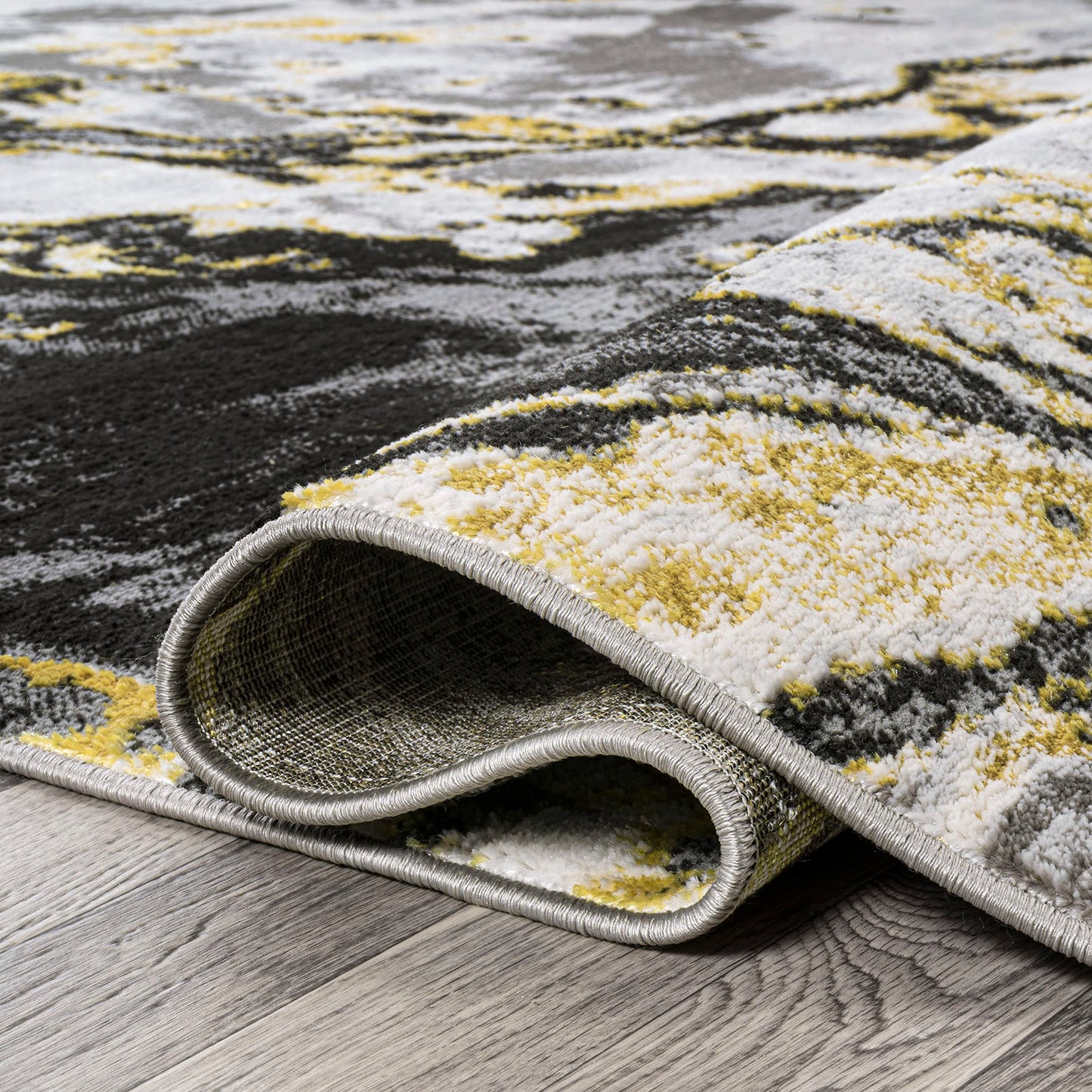 JONATHAN Y Swirl Marbled Black/Yellow Indoor Area Rug 3X5 ft, Abstract for Living Room, Bedroom, Kitchen, Office, Easy-Cleaning, High Traffic, Pet-Friendly, Non-Shedding SOR203D-3
