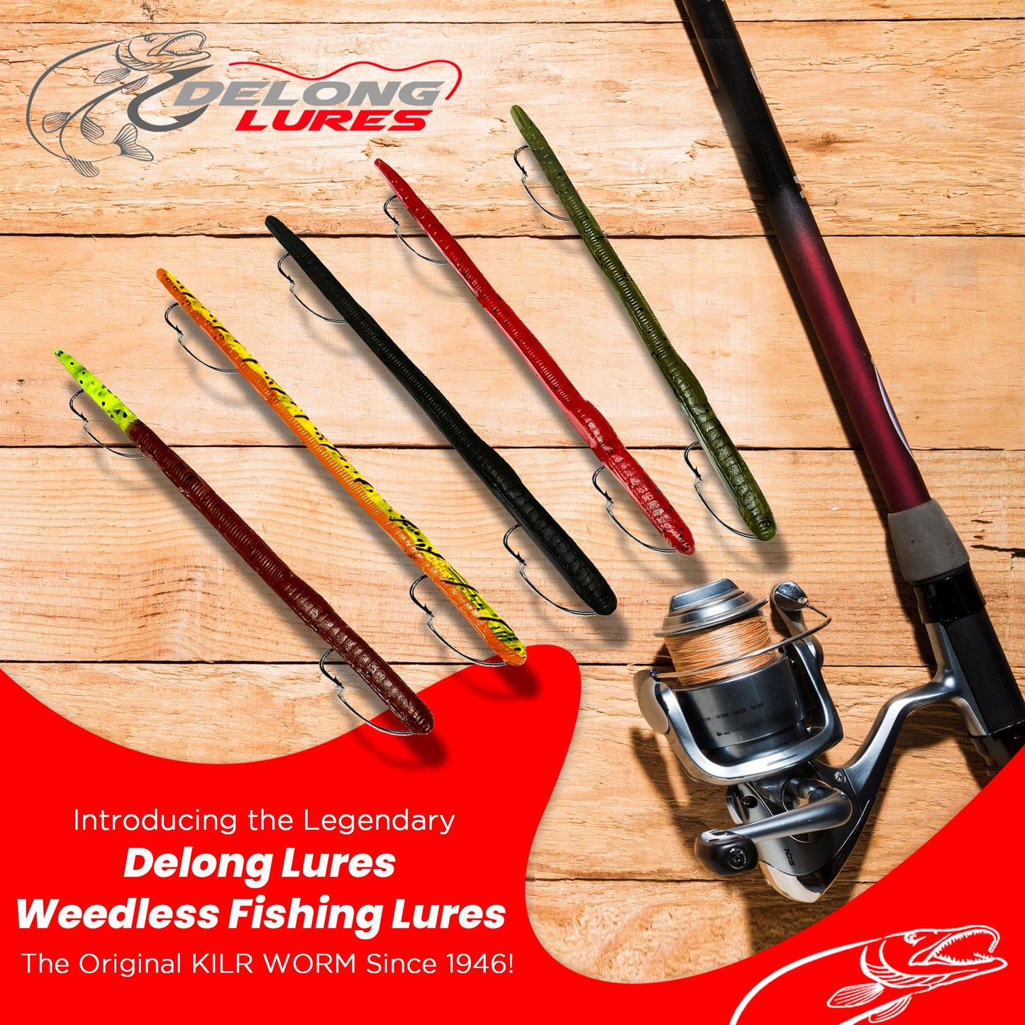 DeLong Lures 10" Pre-Rigged Weedless Swim Bait – Twister Tail Soft Plastic Bass Fishing Lure, Motor Oil, Durable Freshwater Bait, 5-Pack, Made in USA