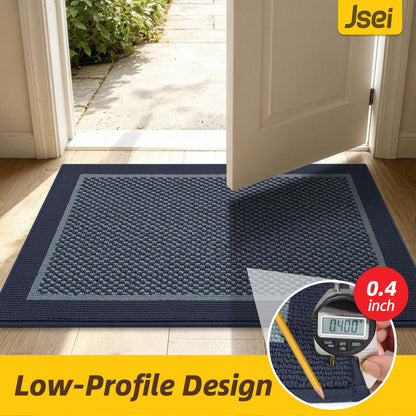 JSEI Dirt Trapper Door Mat 20"x32", Non-Slip Washable Doormats Entryway Rugs, Resist Dirt Absorbent Welcome Mat, Low Profile Floor Mats for Front Back Door and Entrance, Blue