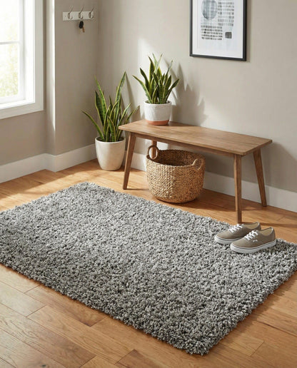 Rugs.com - Solid Shag Rug – 2' x 3' 1 Cloud Gray Shag Rug – Plush Accent for Nurseries, Playrooms, and Bedrooms