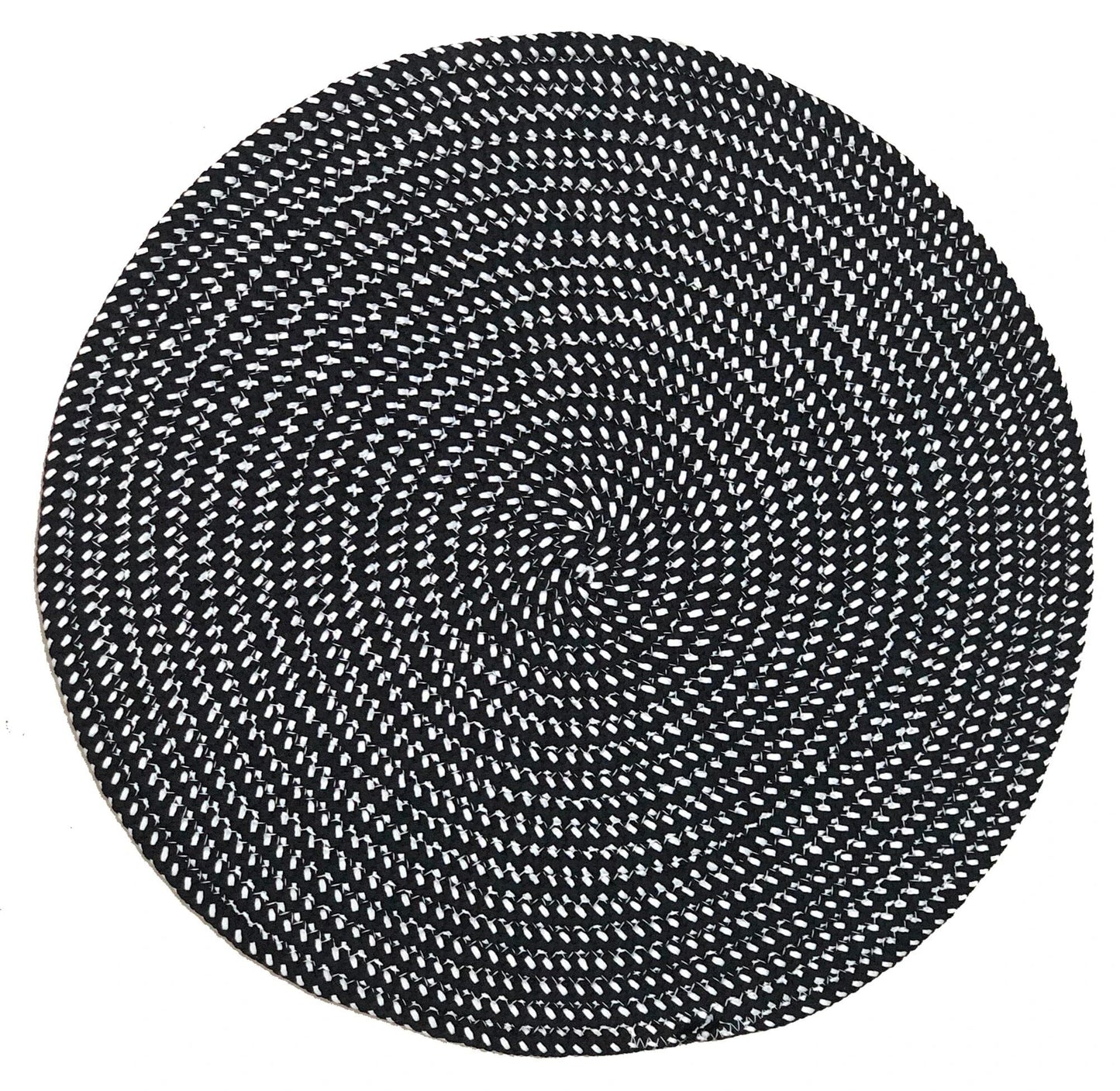 Hand Woven Round Area Rugs Living Room Bedroom Study Computer Chair Cushion Base Mat Round Carpet Lifts Basket Swivel Chair Pad Coffee Table Rug(2' Round, Black/White)