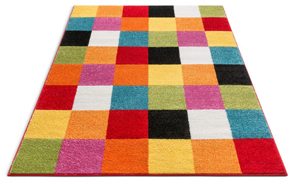 Well Woven Modern Rug Squares Multi Geometric 5' x 7' Area Rug Entryway Bright Kids Room Kitchn Bedroom Carpet Bathroom Soft Durable Area Rug