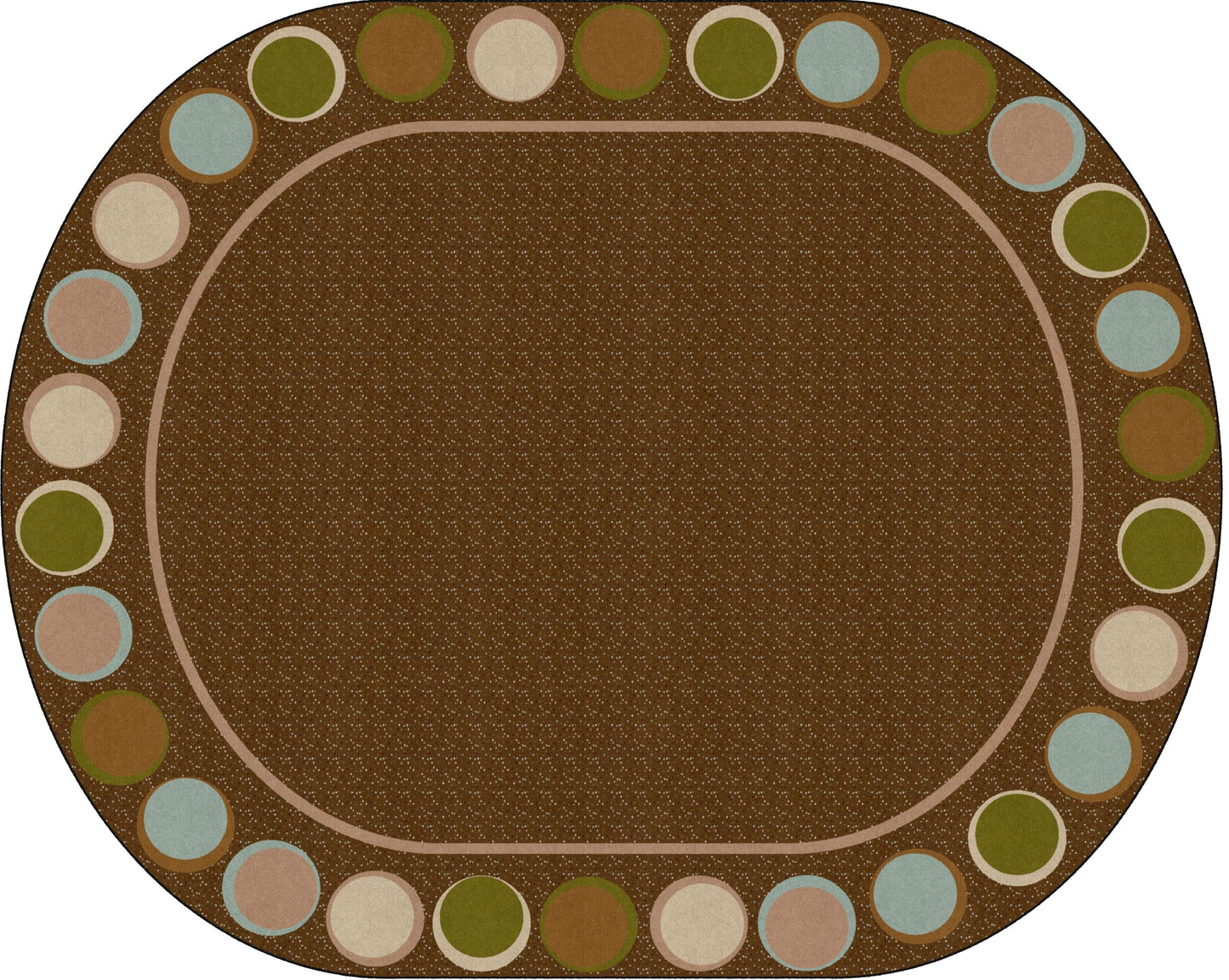 Flagship Carpets Sitting Spots Classroom Educational Oval Area Rug for Kids and Teachers, Durable Quality for Schools, Preschool, Daycare, Learning Centers, and Home, 10'6' x 13'2" - Earthtone
