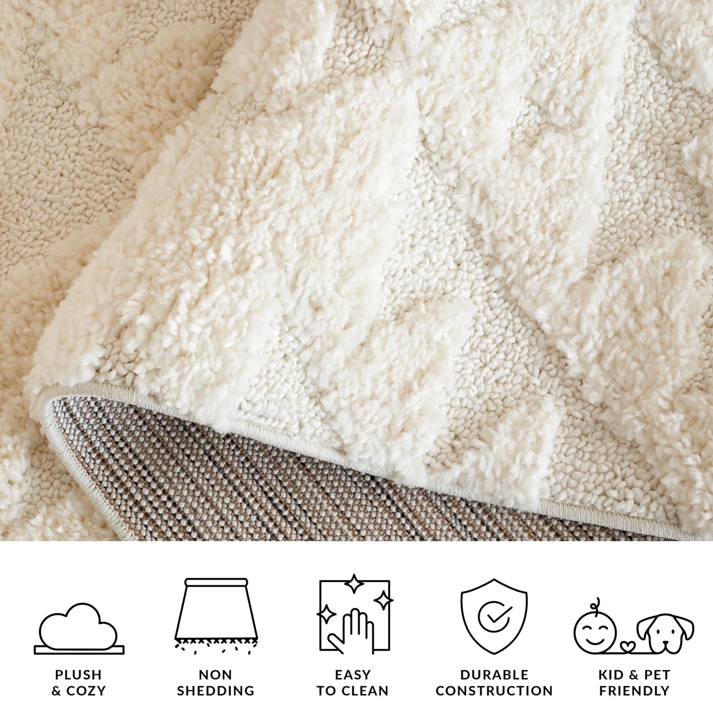 SAFAVIEH Area Rug 3x5 - Moroccan Tassel Shag Collection - Ivory, Non-Shedding & Easy to Clean, Plush High-Low Texture, Ideal for Living Room, Bedroom, Dining Space (MTS688C)