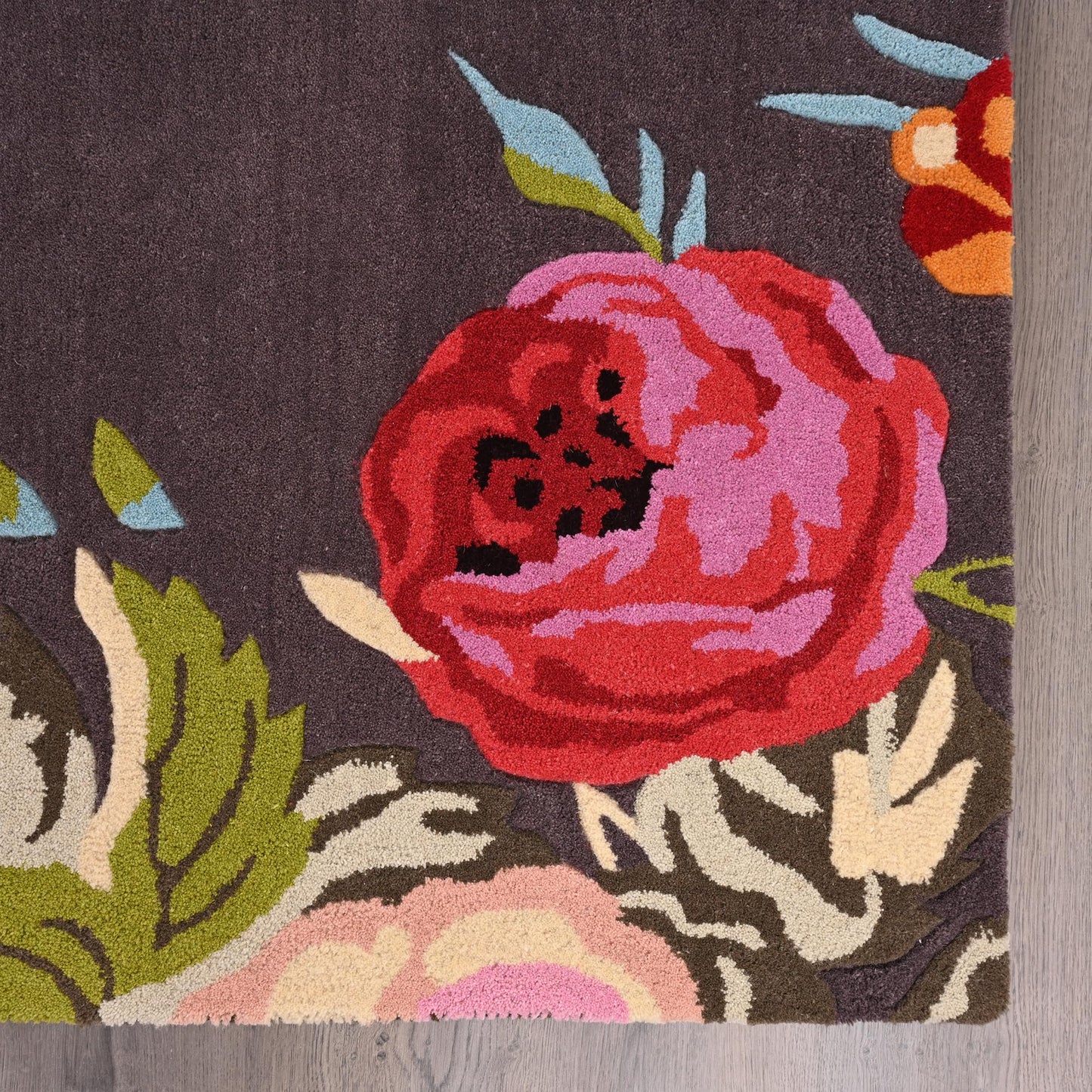 Restoration and Renovation Modern Rose Floral Wool Rug | Handmade Area Rug with Garden Colorful Flowers for Living Room Dining Room and Kitchen (Brown, 5x7 ft)