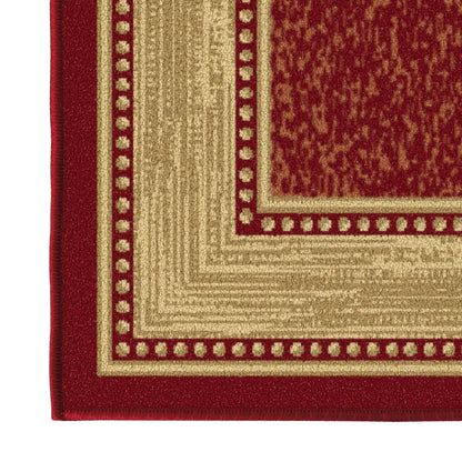 Ottomanson Area Rug 5' x 6'6" – Non Slip Rubber Backed Indoor Rug for Living Room, Bedroom, Dining Room, Low Pile Floor Carpet, Durable Accent Area Rug, Border Red