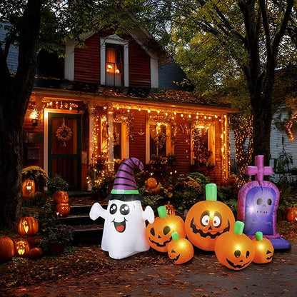Inflatable Decoration for Inflatable Decoration in Outdoor Courtyards, Indoor Gardens, and Lawns (Pumpkin Tombstone)