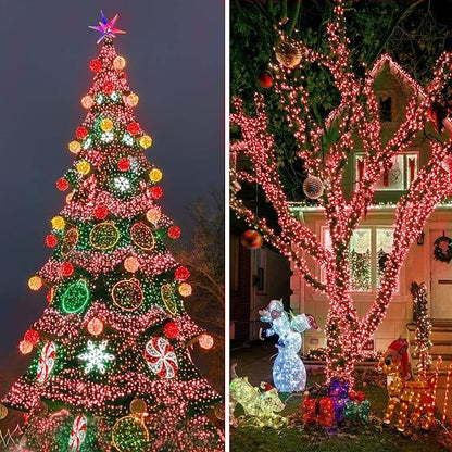 KNONEW 403ft 1000 LED String Lights Outdoor Christmas Lights 8 Modes & Timer Fairy Light Plug in Waterproof LED String Lights for Xmas Yard Tree Wedding Party Holiday Decorations (Red)