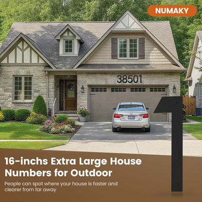 NUMAKY 16 Inch Large Modern House Numbers for Outside, Matte Black Metal Outdoor Address Numbers with Floating 3D Shadow & All Mounting Hardware, Weatherproof for Home/Apartment/Hotel/Mailbox (Number 1)