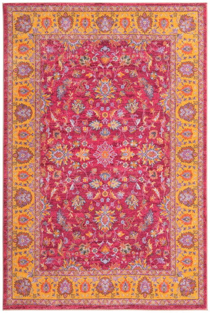 Rugs.com - Medina Rug – 5' 3 x 7' 9 Berry Pink Washable Area Rug Vintage Floral Design for Living Rooms, Bedrooms, and Dining Areas