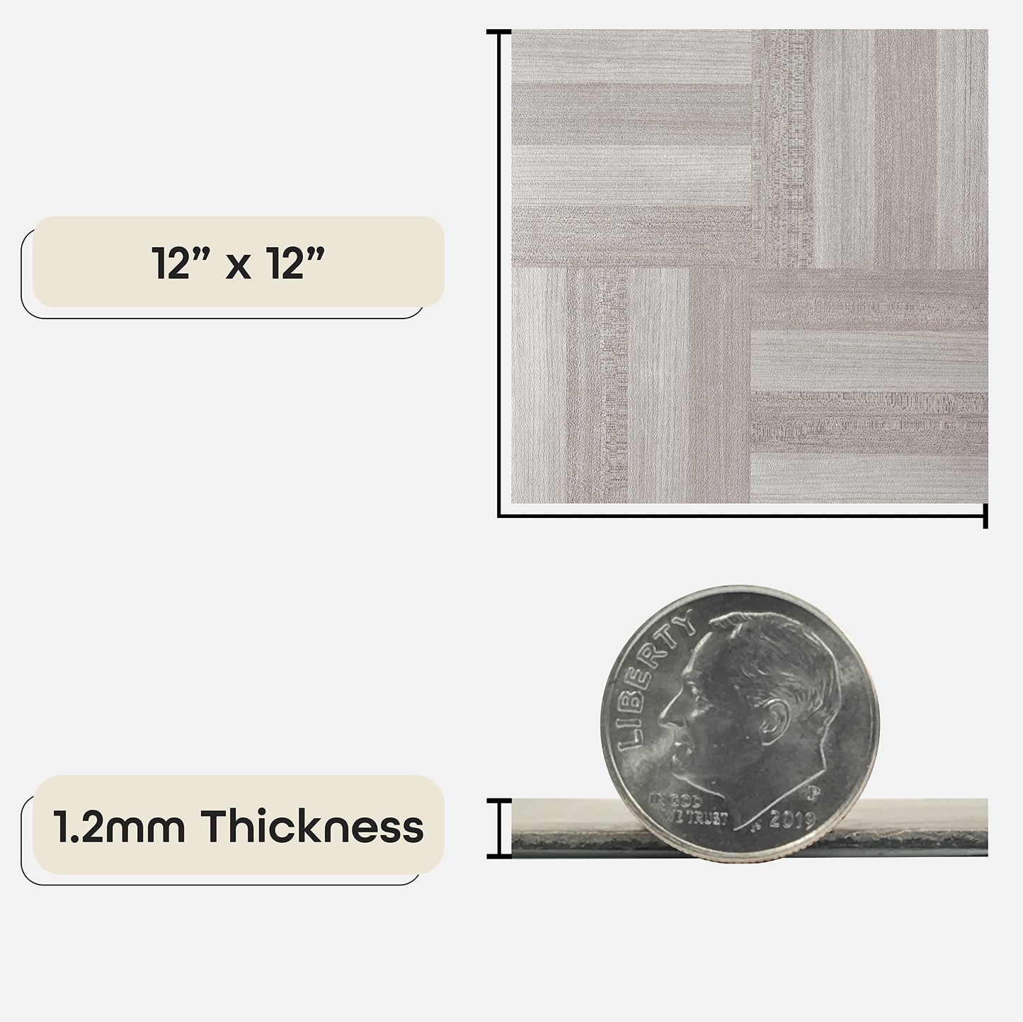Nexus Self Adhesive 12-Inch Vinyl Floor Tiles, 20 Tiles - 12" x 12", Ash Grey Wood Pattern - Peel & Stick, DIY Flooring for Kitchen, Dining Room, Bedrooms & Bathrooms by Achim Home Decor