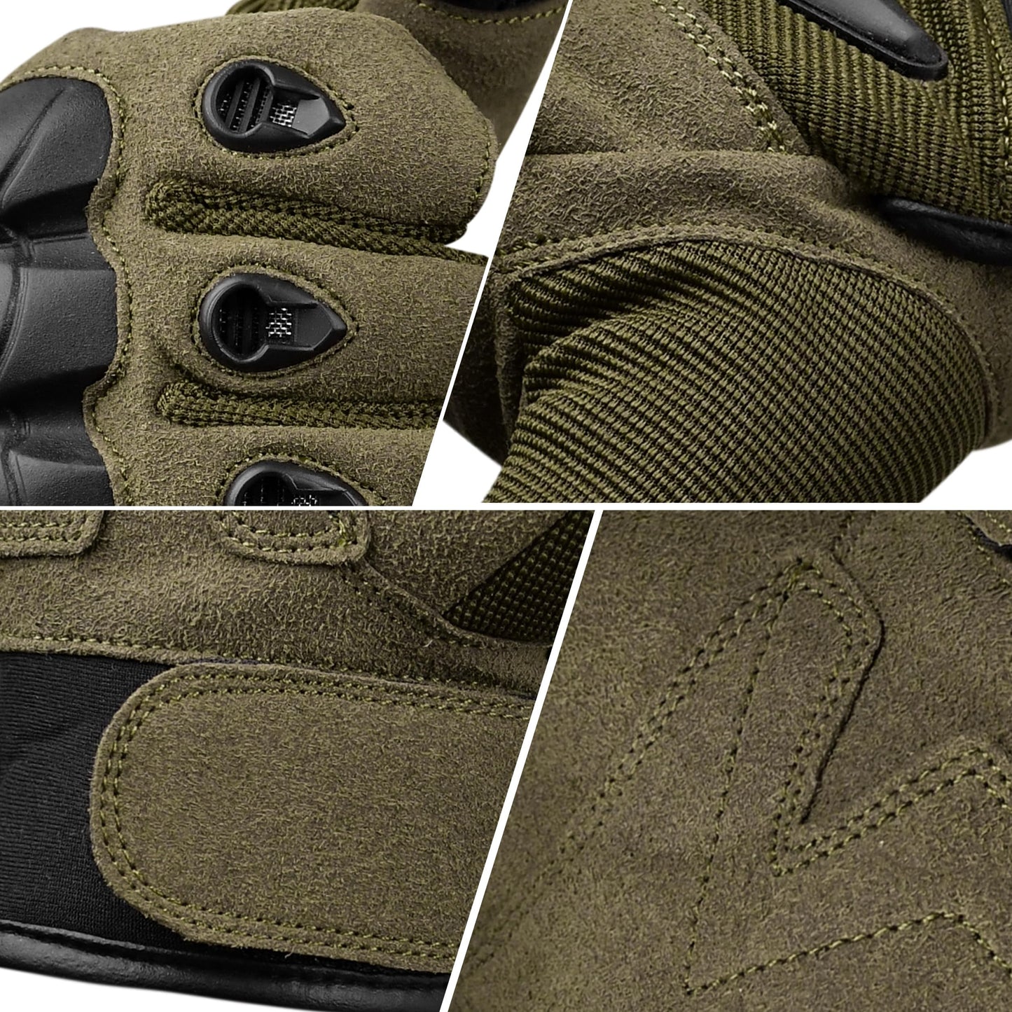 J.A.G. Half Finger Tactical Gloves for Men - Leather Hard Knuckle Sports Padded Glove for Cycling, Hiking, Combat, Hunting, Motorcycle Gloves (Olive Green, Large)