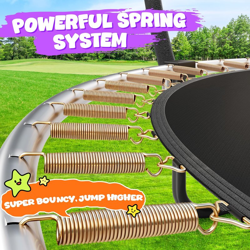 JELENS Trampoline 8FT 10FT 12FT 14FT 15FT 16FT, Recreational Trampolines with Enclosure Net, Outdoor Anti-Rust Trampolines for Kids and Adults, ASTM Approved