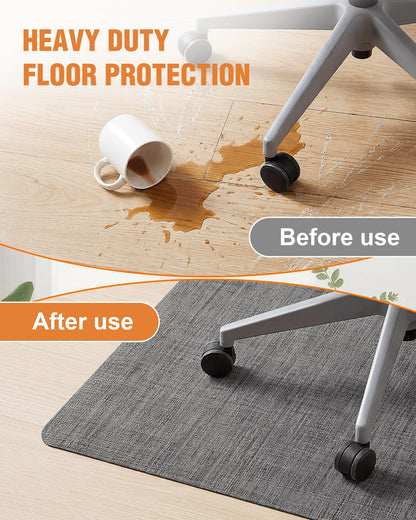 Carvapet Office Chair Mat for Hardwood Floor, 36x48 Inch Heavy Duty Floor Protector, Non Slip Desk Chair Mat for Rolling Computer Gaming Chairs, Easy to Clean Dark Grey