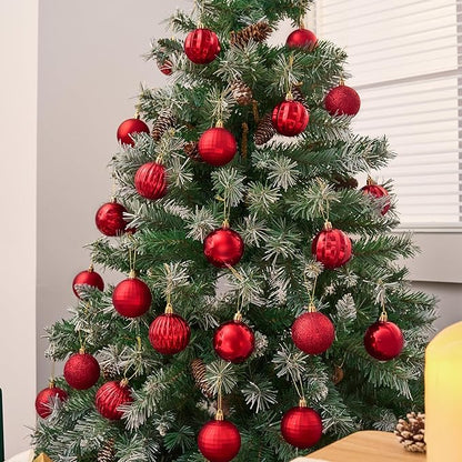 Joiedomi 24 Pcs Red Christmas Balls Ornaments Set, 2.36" Christmas Tree Ornaments Shatterproof, Xmas Balls Hanging Decorations for Tree Wreath Garland Holiday Wedding Indoor Party Decor