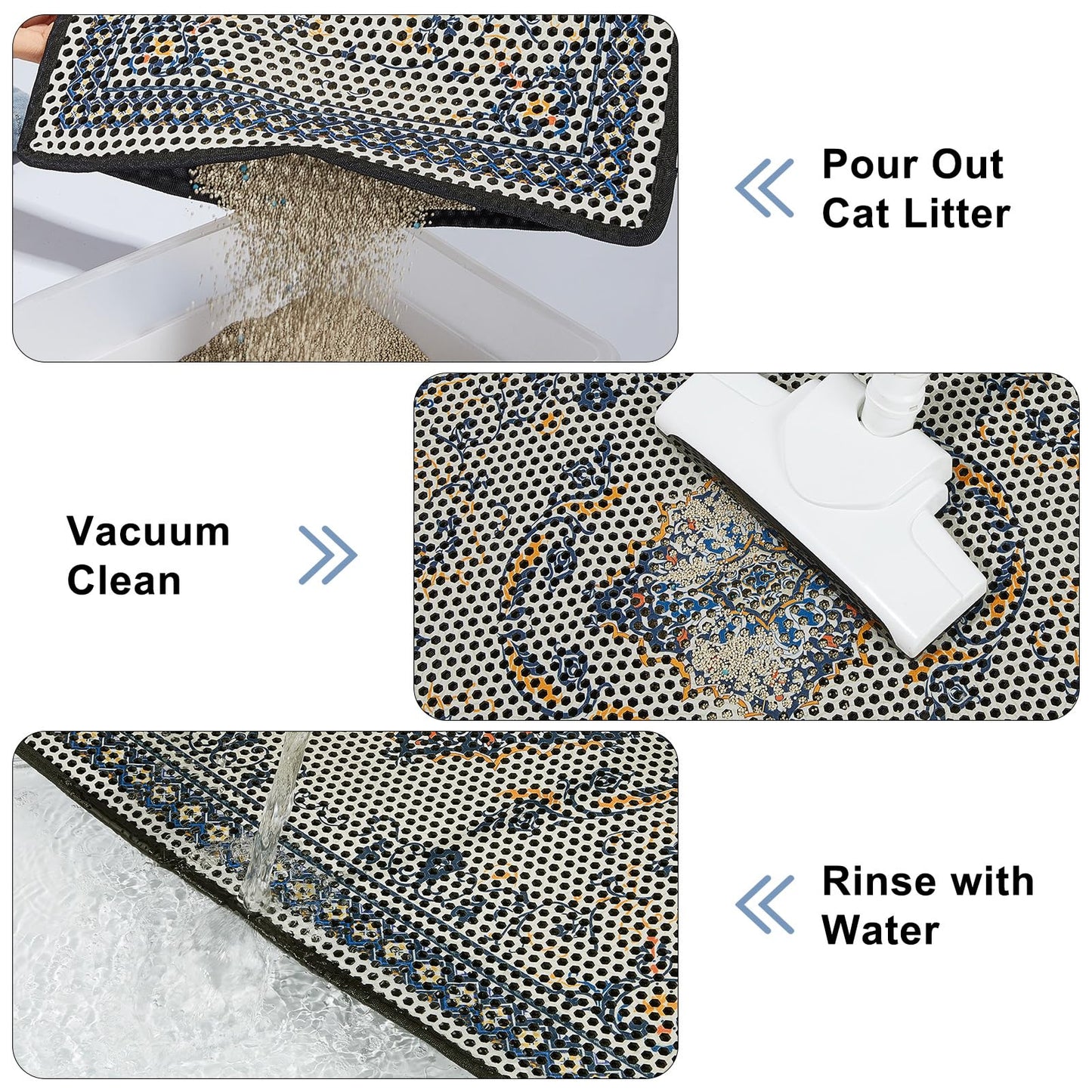 Hedgeink Cat Litter Mat 26.8"x46.5" Double Layer Waterproof Litter Box Mat Washable Litter Trapping Mat