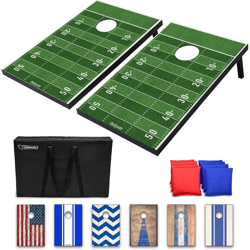 GoSports Classic Cornhole Set – Includes 8 Bean Bags, Travel Case and Game Rules (Choice of style)