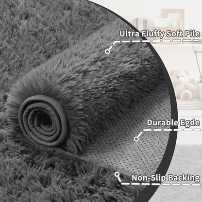 6x9 Area Rug for Living Room: Ultra Soft Fluffy Rug Modern Large Thicked Shag Rug for Bedroom Non Slip Indoor Fuzzy Carpets for Girls Kids Room Nursery Dorm Home Decor Grey