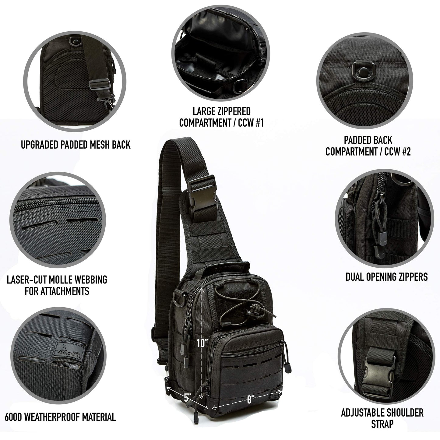 WOLF TACTICAL Compact EDC Sling Bag - Shoulder Bag for Range, Travel, Hiking, Outdoor Sports