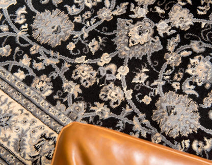Unique Loom Sialk Hill Collection Area Rug - Washington (7' 1" x 10' Rectangle Black/Gray)