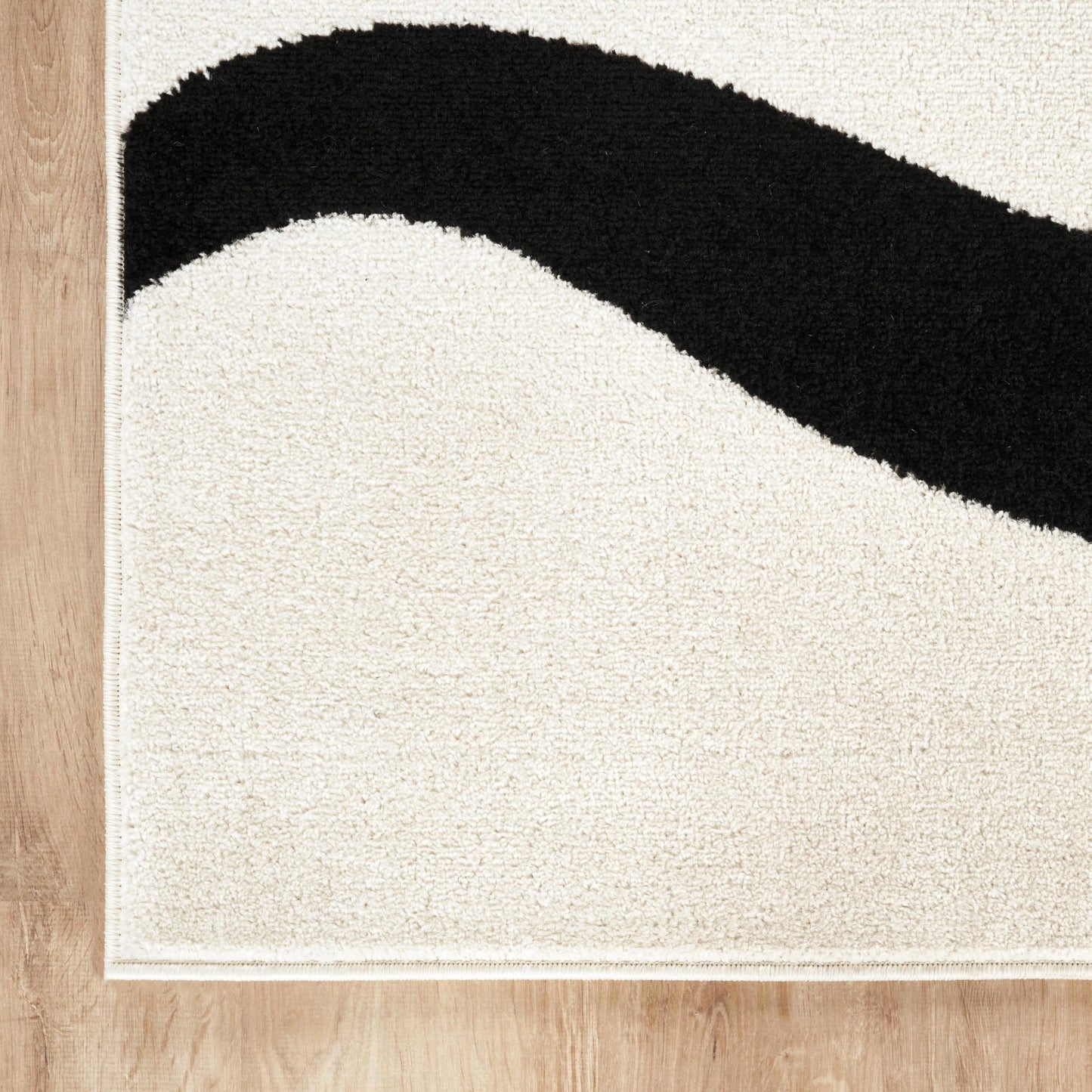 Abani Black and Cream Area Rug | 4' x 6' White Abstract Swirl Wave Carpet | Beige/Ivory Geometric Wave Design | for Living Room, Bedroom and Office | Medium Pile