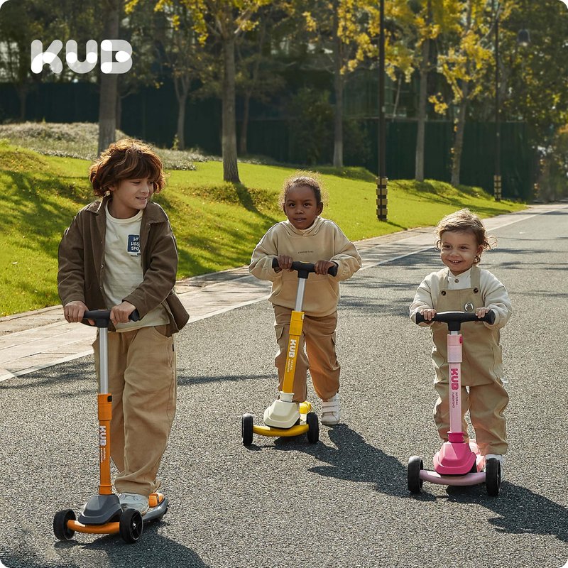 KUB 3-Wheel Toddler Scooter with LED Light-Up Wheels, Adjustable Height Handlebar, Lean-to-Steer, Extra-Wide Anti-Slip Deck - Easy-Fold Design for Boys & Girls Ages 2+