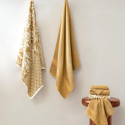 Modern Threads Trefoil Filigree 6-Piece 100% Cotton Towel Set – Reversible Yarn