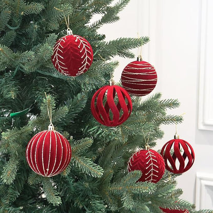 20PCS Velvet Ornaments for Christmas Tree, 2.36INCH Glitter Flocked Christmas Ornaments Decorations Balls Set Decor