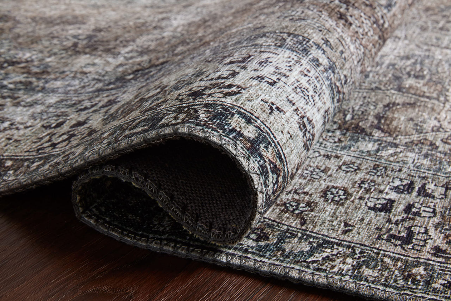 Loloi Layla Collection LAY-06 Taupe/Stone 7'-6" x 9'-6" .13" Thick Area Rug, Soft, Durable, Vintage Inspired, Distressed, Low Pile, Non-Shedding, Easy Clean, Printed, Living Room Rug
