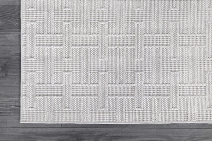 Luul Home Micro Loop Indoor Rug White 5x7 Boho Geometric Neutral Area Rugs for Living Room Soft Luxury Modern Low and High Pile Durable Stain Resistant Non-Shedding Indoor Area Carpet 5 x 7