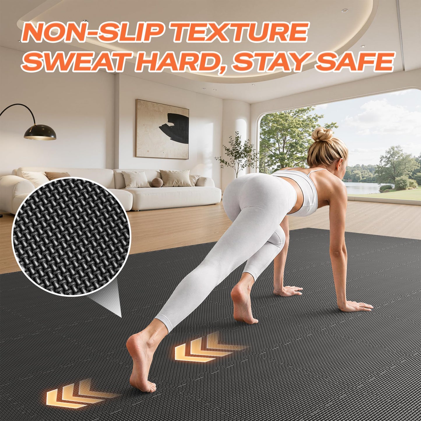 SUPERJARE Gym Floor Mats, EVA Foam Puzzle Exercise Mats, Interlocking Floor Mats, Cushioned Foam Floor Tiles, Gym Flooring Workout Mat for Home Gym, Playroom, Garage, 18 PCS, 12.6"x12.6"x0.4", Black