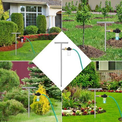 Root Feeder Deep Root Watering Tool with Fertilizer Dispenser Tree Watering Spike Watering Wand Irrigation System,for Plants Trees Bushes Shrubs Made of Stainless Steel with Shut Off Valve T Handle