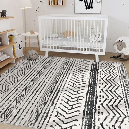 Nakagishi Black Rug Living Room 5X7: Washable Boho Large Neutral Soft Rug Modern Stain Resistant Moroccan Indoor Non-Slip Carpet for Bedroom Kids Playroom Office Dining Room Classroom Dorm