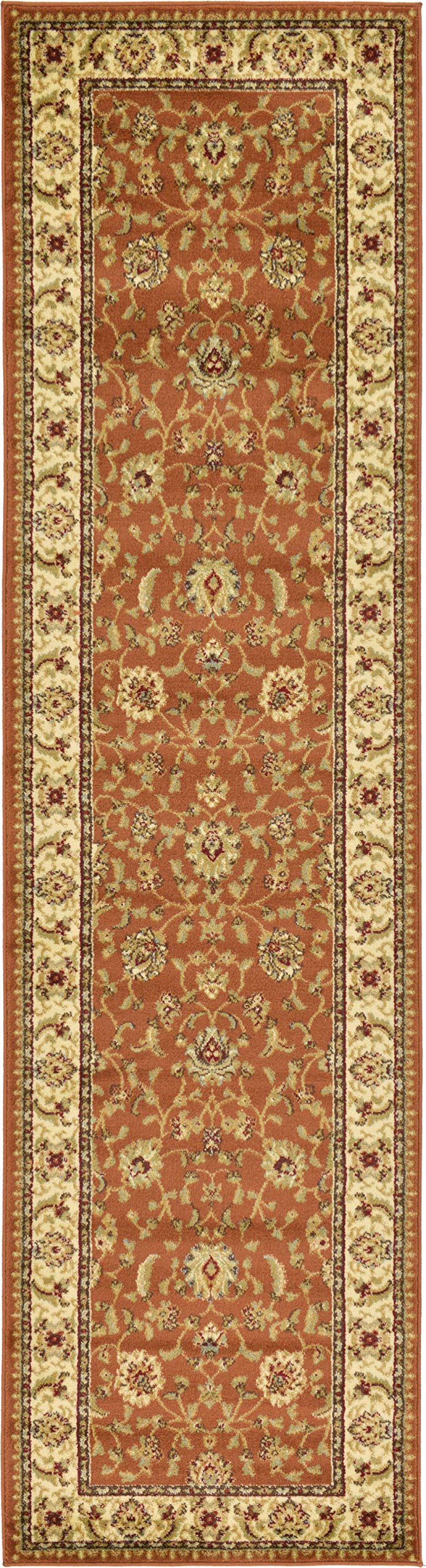 Unique Loom Voyage Collection Traditional Oriental Classic Intricate Design Area Rug (2' 7 x 10' 0 Runner, Terracotta/Ivory)
