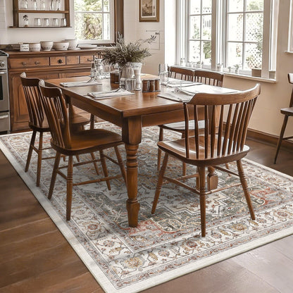 5x7 Area Rugs for Living Room Ultra-Soft Washable Rug Vintage Distressed Boho Area Rug, Non-Slip Retro Print Low Pile Stain Resistant Carpet for Bedroom Dining Room Kitchen Office