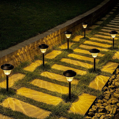 SOLPEX Solar Pathway Lights Outdoor, 6 Pack Solar Powered Garden Lights, Automatic Glass Metal Waterproof Solar Landscape Lights for Landscape, Lawn, Pathway, Walkway and Driveway(Warm White)