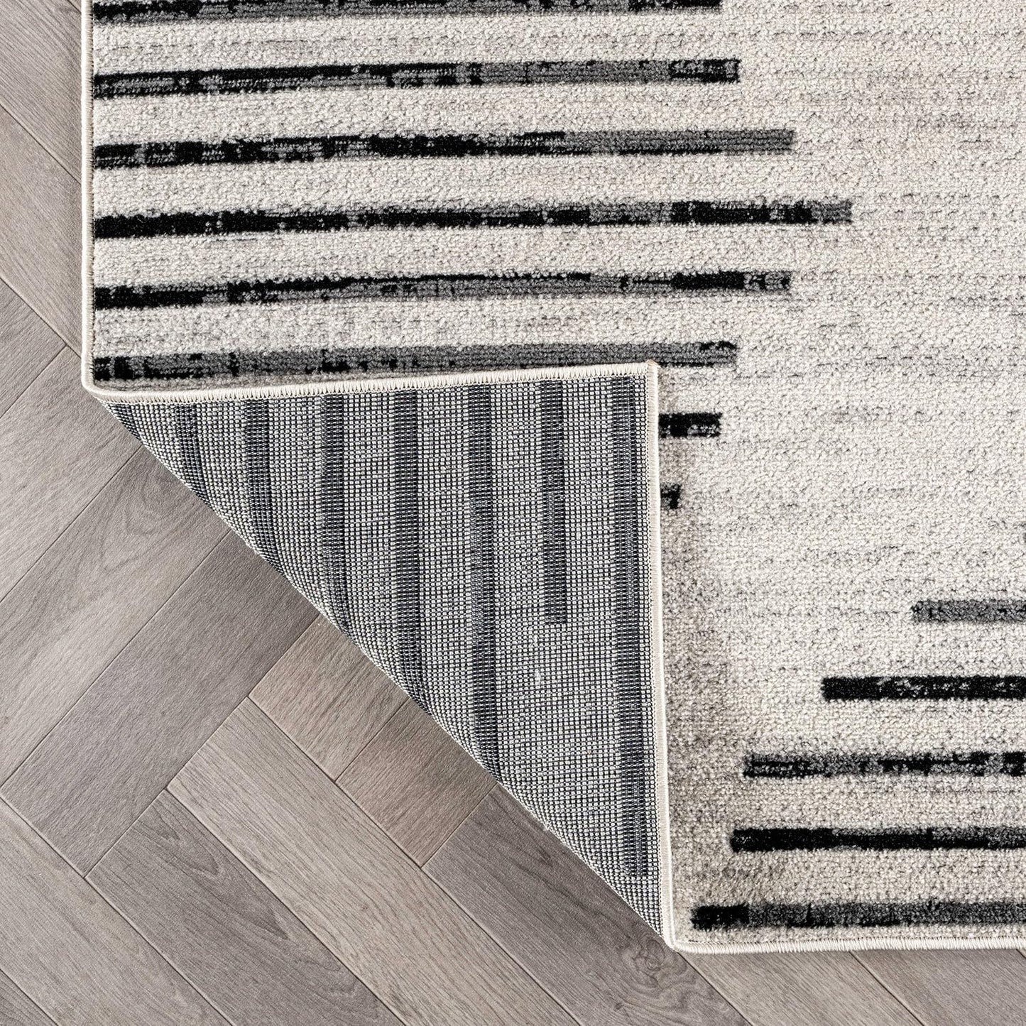 Rugshop Contemporary Abstract Indoor Runner Rug for Hallway,Entryway,Kitchen Rug Low Pile Rug with Jute Backing 2' 3" x 12' Cream