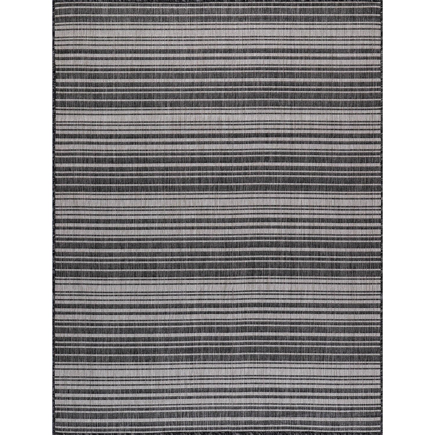 Luul Home Stripe Outdoor Rug 6x9 Washable Outside Carpet for Indoor Patio Porch Waterproof Easy Cleaning Non Shedding Area Rugs Dark Gray 6 x 9