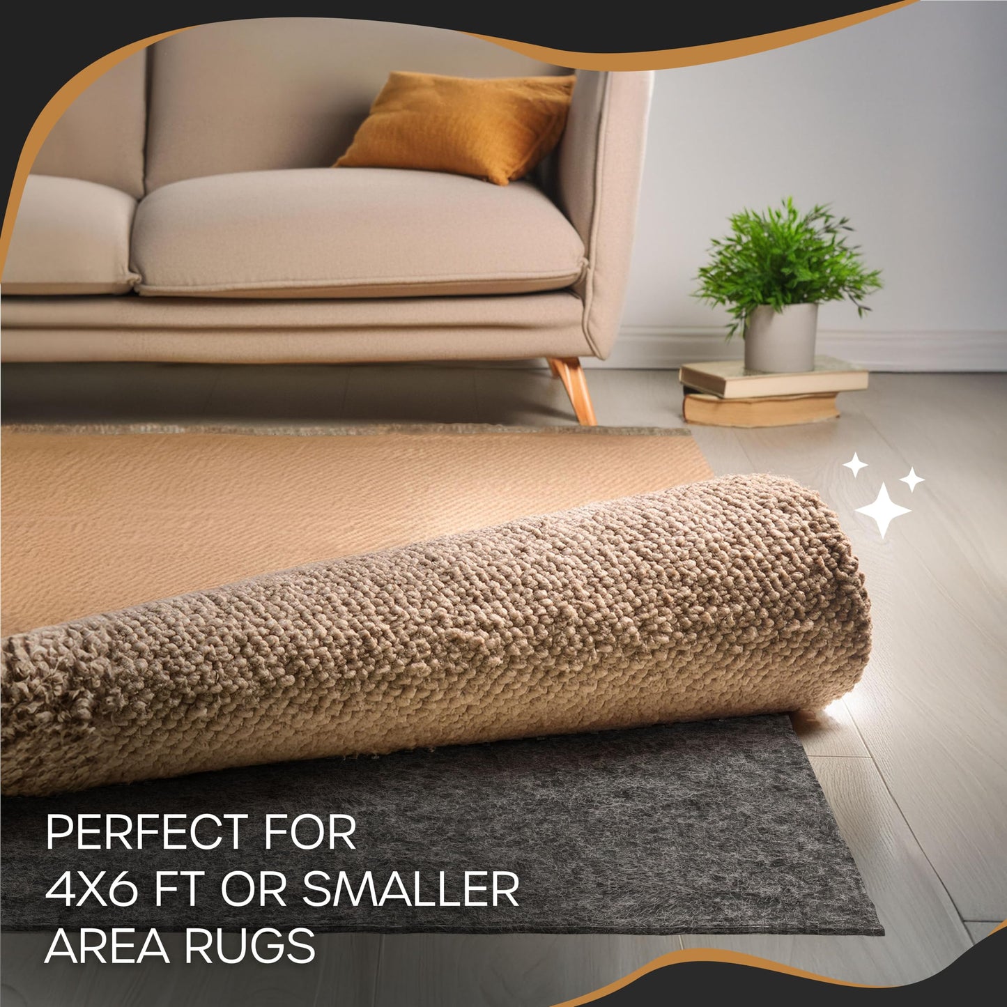 Nevlers 4 Ft x 6 Ft Felt TPO Non Skid Rug Pad & Carpet Pad 1/4" Thick