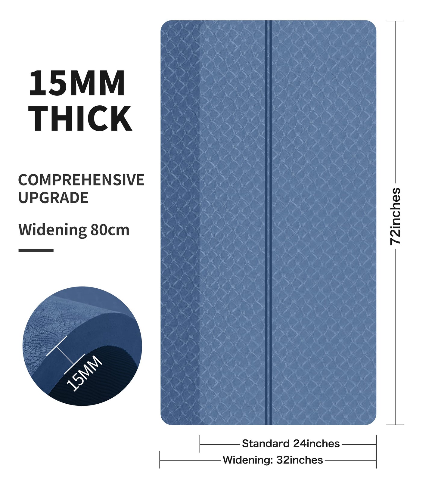 nuveti Large Exercise Mat - 15mm/20mm/30mm Thick Yoga Mat | Workout Mat for Fitness, Yoga, Pilates, Stretching & Floor Exercises for Women & Men with Free Carrying Bag