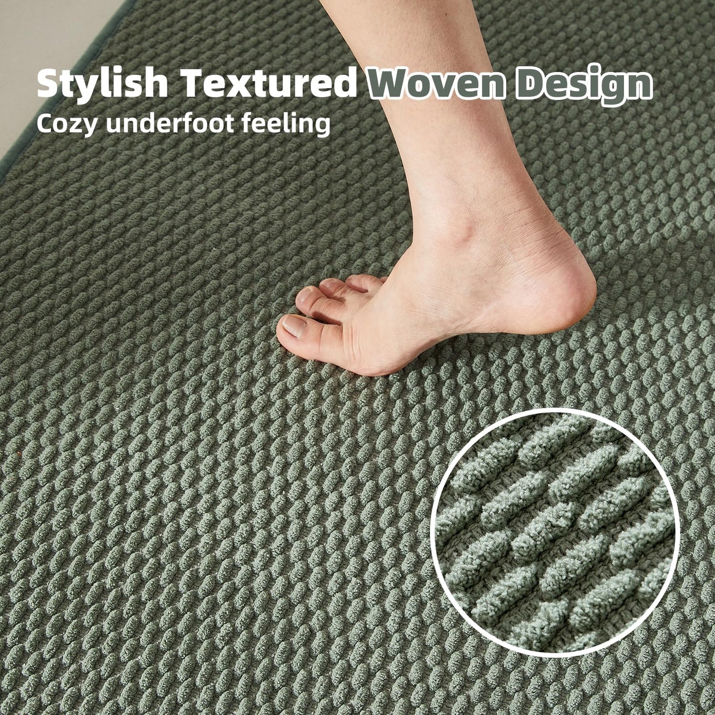 TYUU Toilet Rug, Thin Toilet Rugs U Shaped Washable Non Slip Absorbent Quick Dry Low Pile Toilet Mat, Sage Green 20"x24" U Shape