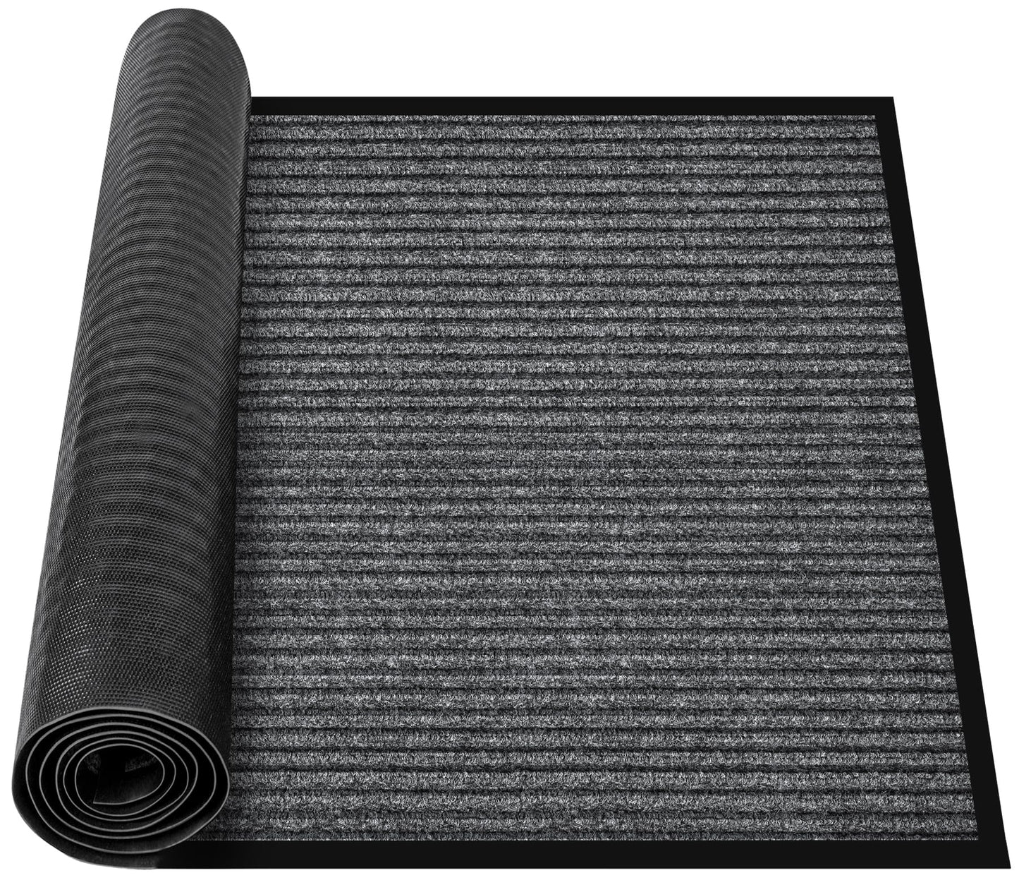 MYFAMIREA Commercial Floor Mat 3' x 5' Extra Large Front Door Industrial Rug Heavy Duty Brush Step Entrance Mat Weather Utility Rug with Non Slip Rubber Backing Low Profile for Entryway, Charcoal Grey