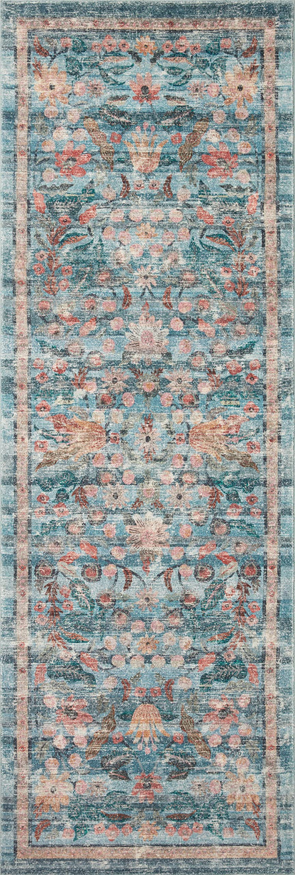 Loloi Rifle Paper Co. Courtyard Collection COU-03 Blue/Multi 7'-6" x 9'-6" Area Rug feat. CloudPile