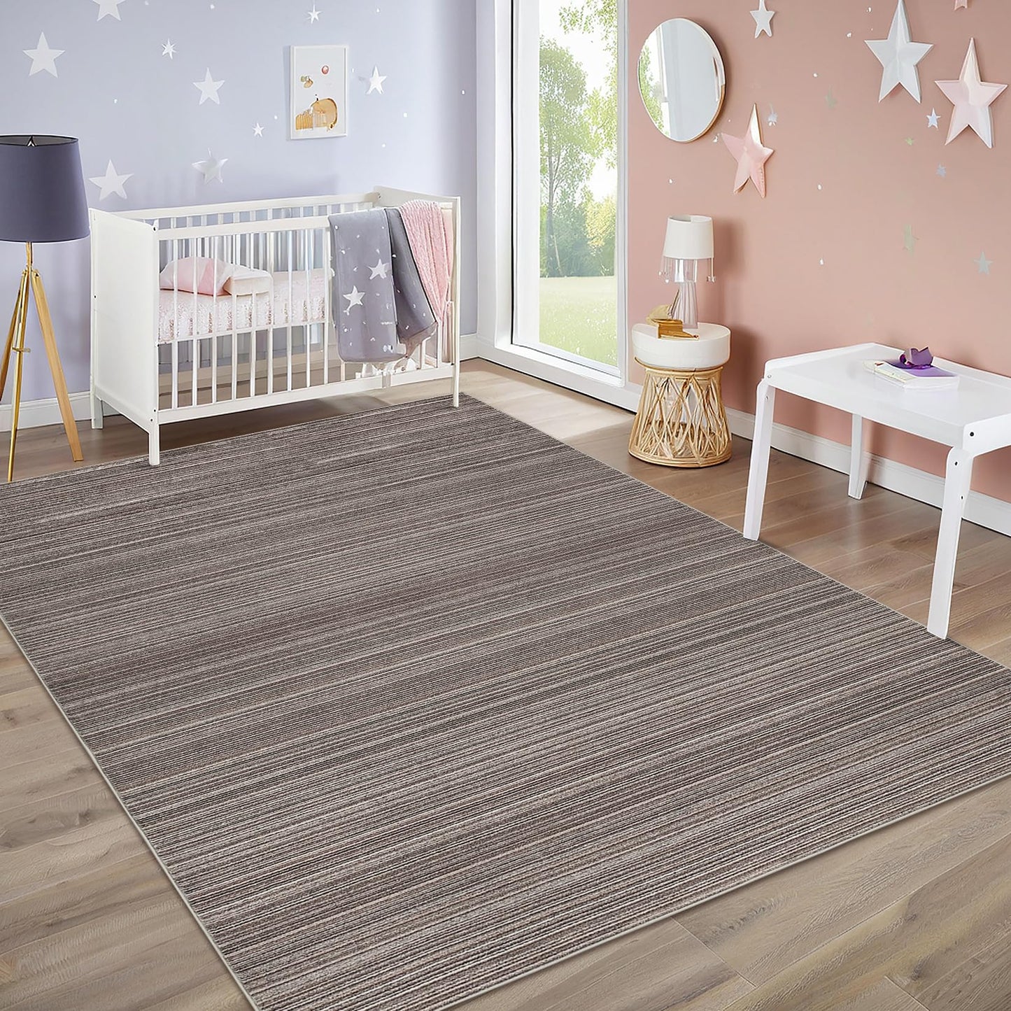 Garvee 9x12 Washable Rugs for Living Room Solid Printed Braid Rug for Bedroom Stain Resistant Easy Cleaning Non Slip Floor Cover for Bedroom Dining Room Office NurseryNot Braided，Brown